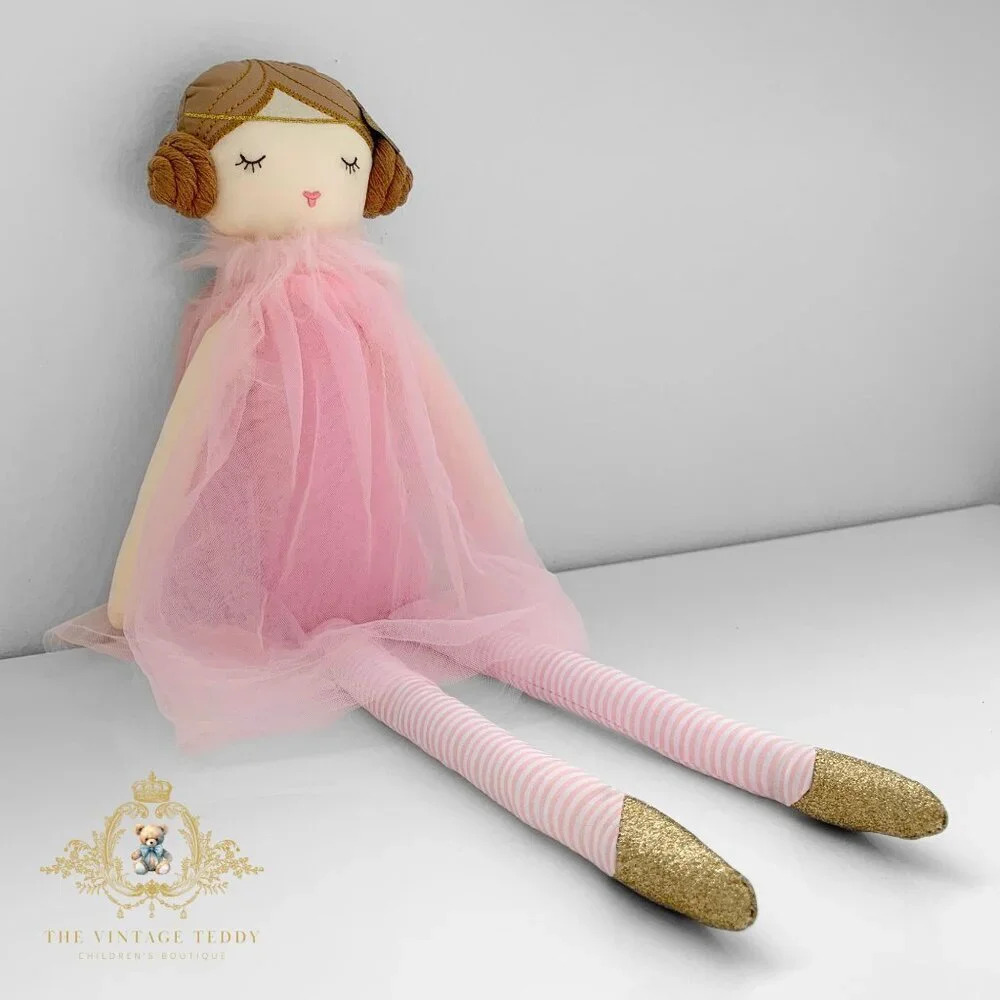 NWT Pretty Girls Princess Ballerina Plush Dolly Handmade Doll Cute Kids Toy Pink - Picture 2 of 4